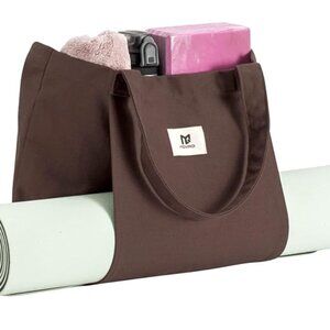 Moyaqi Canvas Tote Bag with Yoga Mat Carrier Pocket NWT